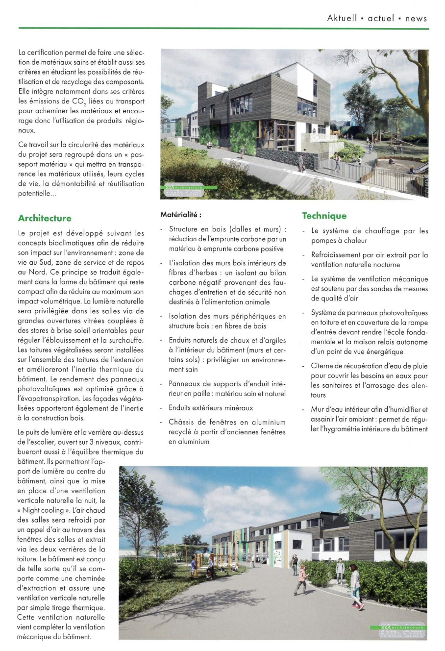 Hesperange article from March 5, 2025, showcasing XXA Architecture's community projects