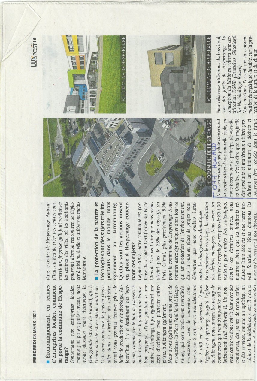 Luxpost article from March 3, 2021, on XXA Architecture's sustainable initiatives